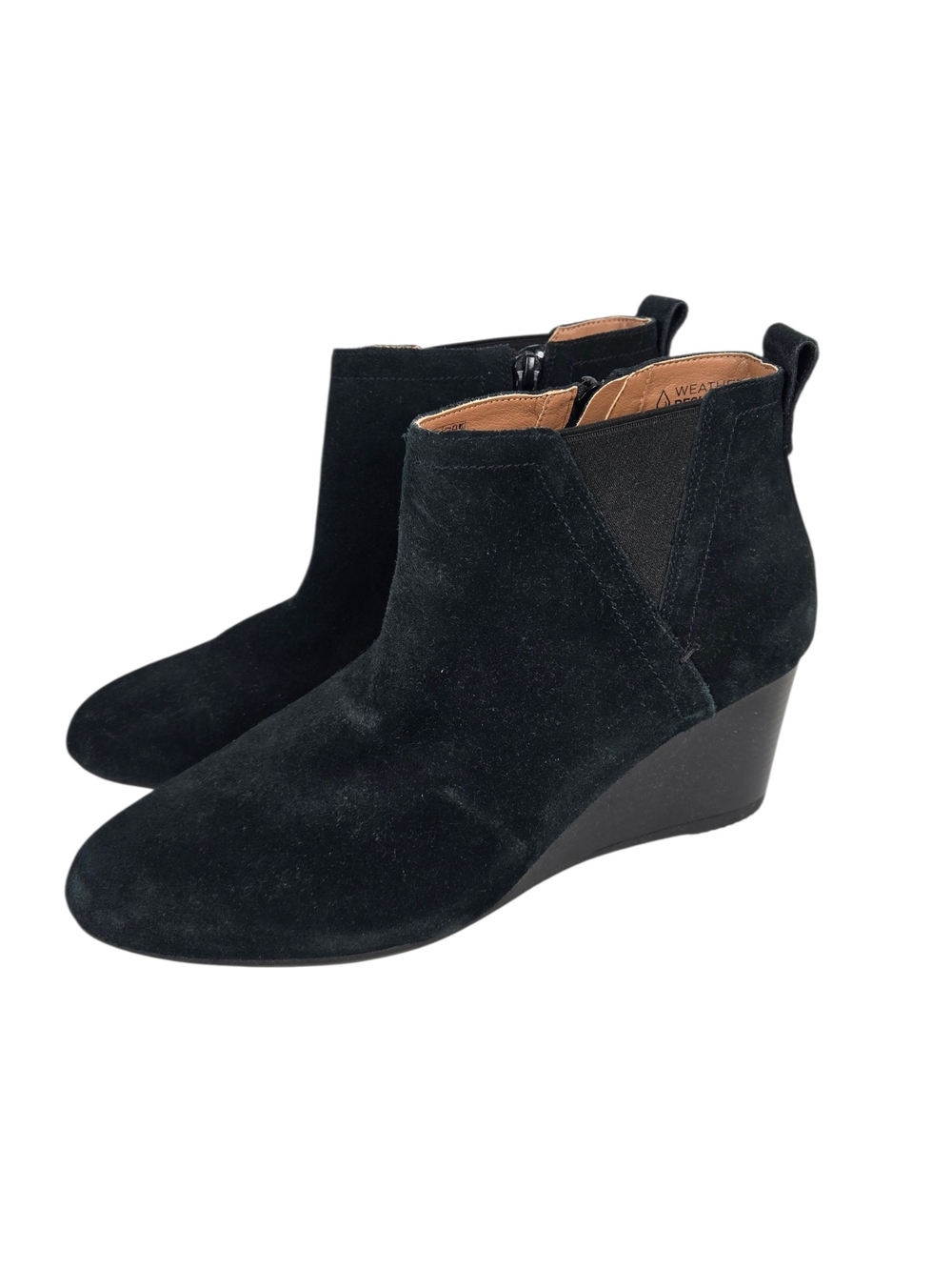 Vionic Paloma Suede Wedge Ankle Booties Weather Resistant Black 11